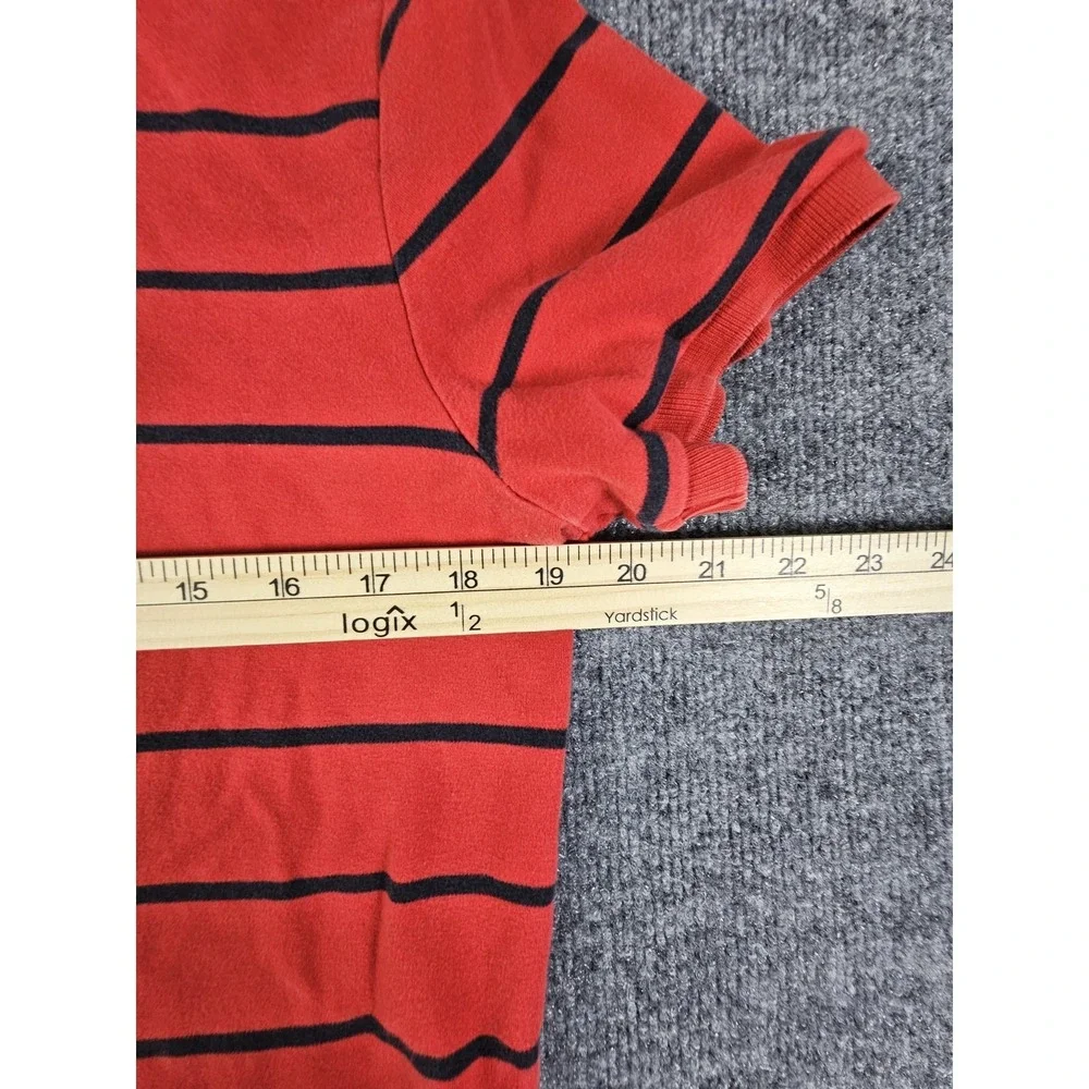 Polo Ralph Lauren Shirt Mens Medium Red Blue Striped Short Sleeve Classic Polo